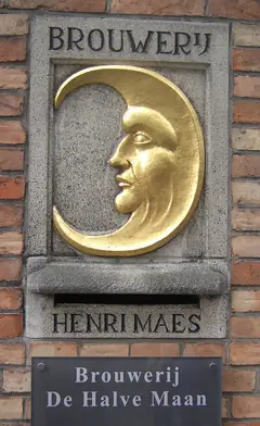 El cartel de la cervecería De Halve Maan, en Brujas
